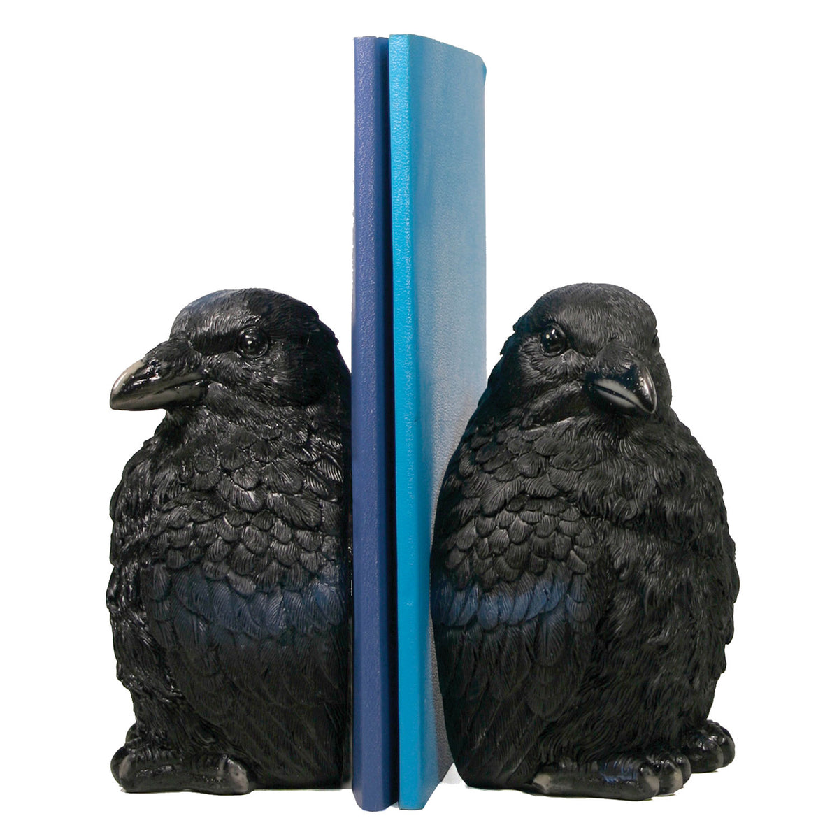 Raven Corvus Bookend Set, Resin, Black, 2 Pieces