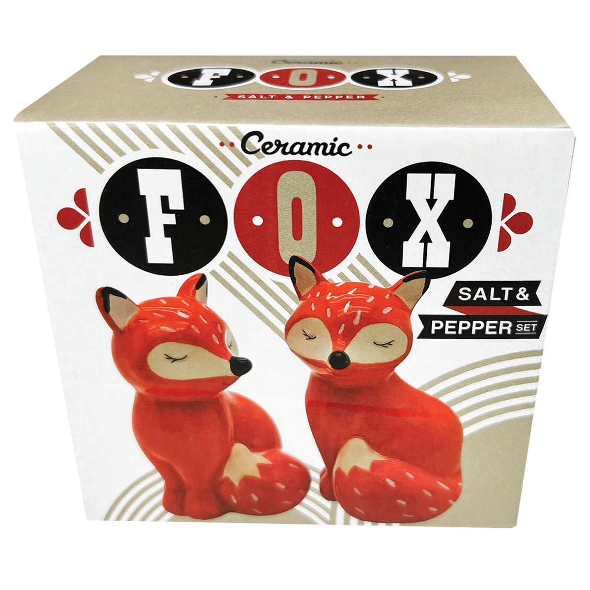 Fox Salt &amp; Pepper Set, Ceramic, Food Safe Materials, Orange