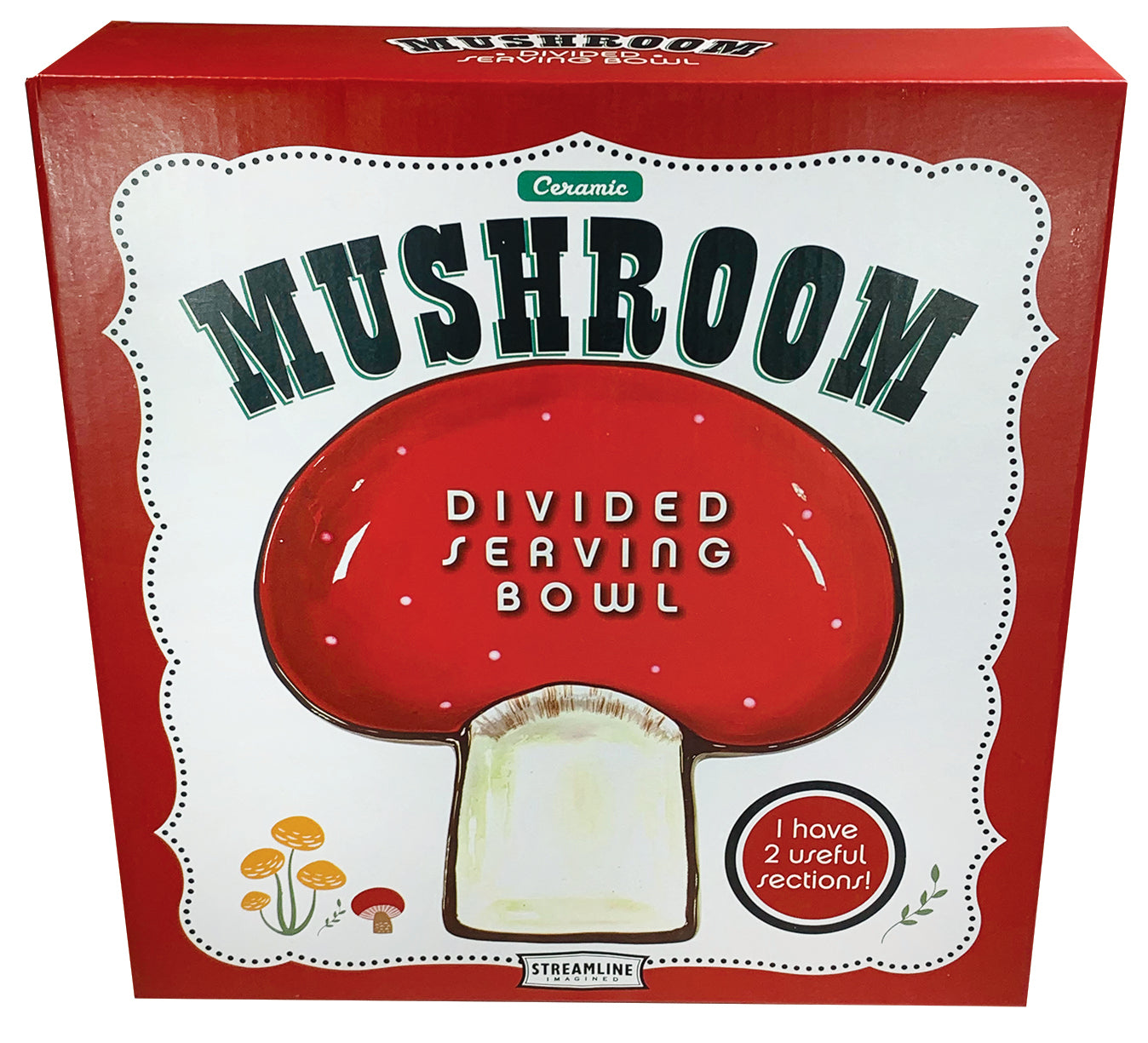 Mushroom Two Sectioned Serving Bowl