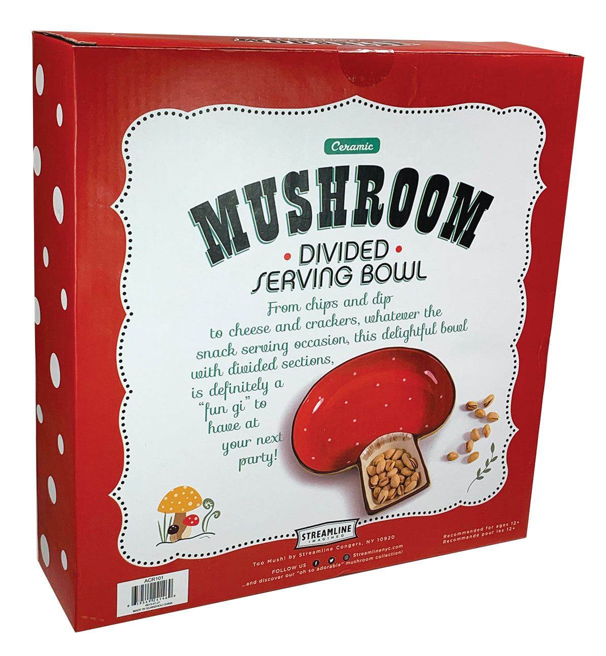 Mushroom Two Sectioned Serving Bowl