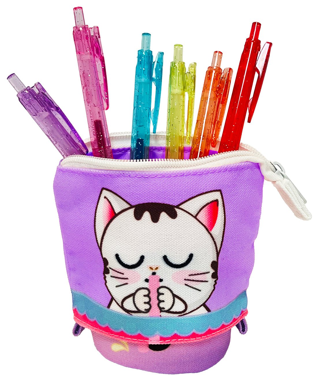 Sippin' Boba Kitty Collapsible Pencil Case w/ 6 Gel Pens