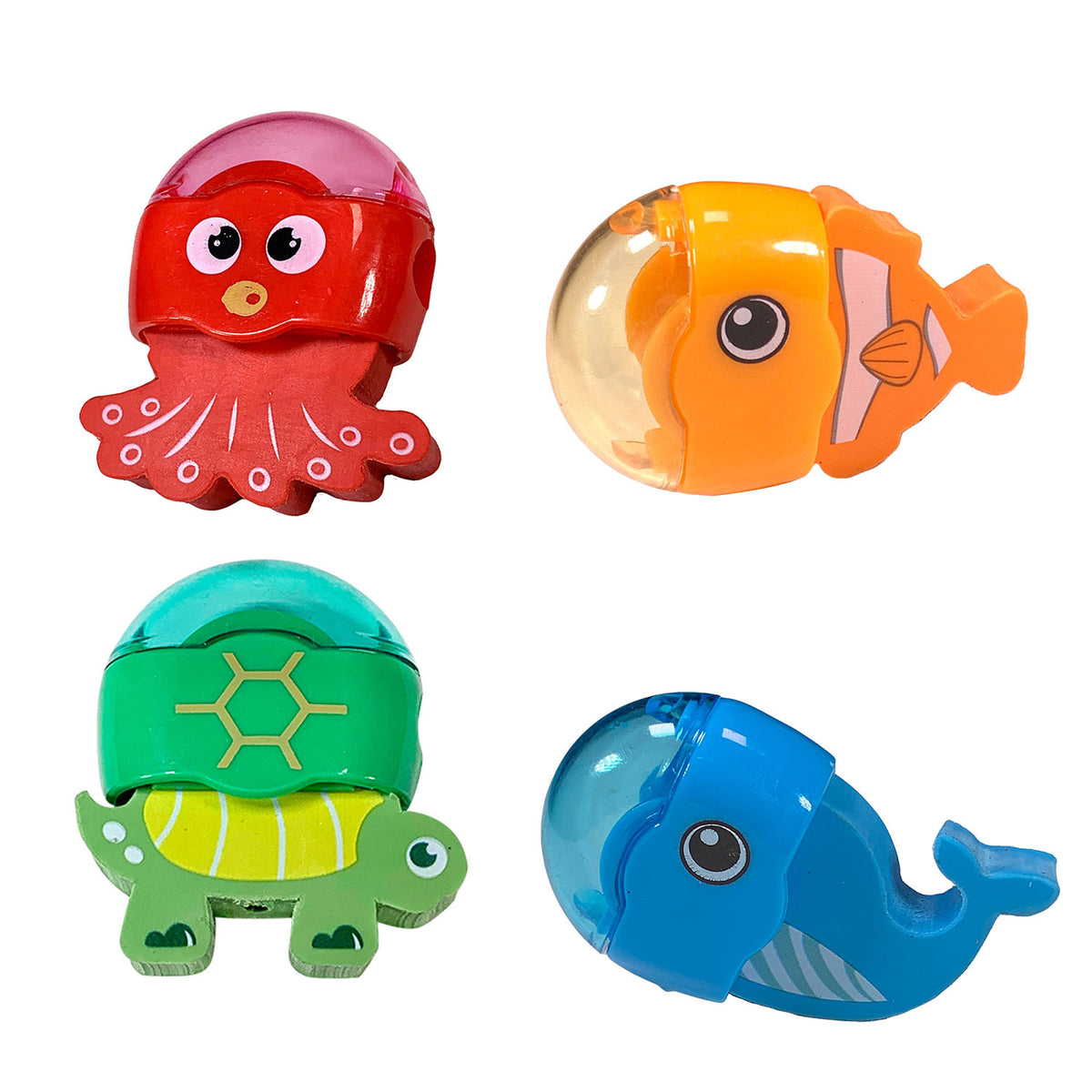 Sea Creatures Eraser &amp; Sharpener Duo Set of 4