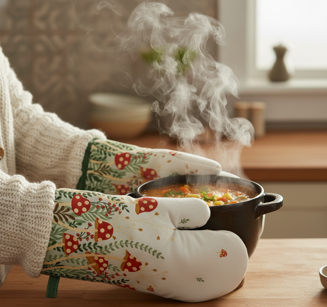 Mushroom Garden Oven Mitt Pair