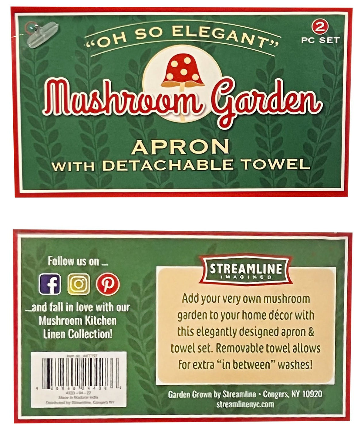 Mushroom Garden Apron w/ Detachable Towel