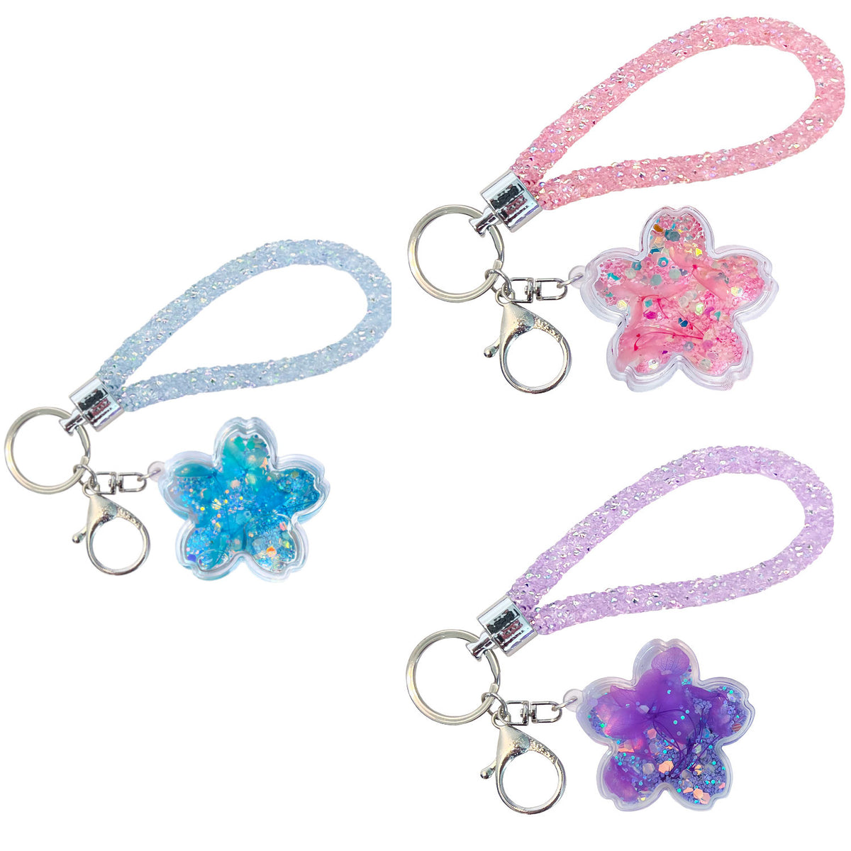 Glitter Petal Key Charm