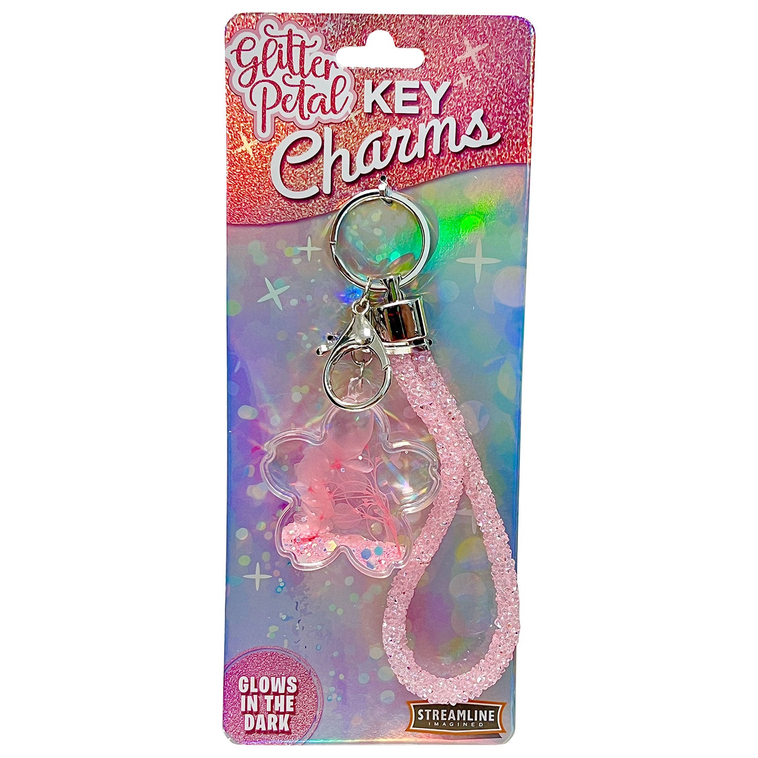 Glitter Petal Key Charm