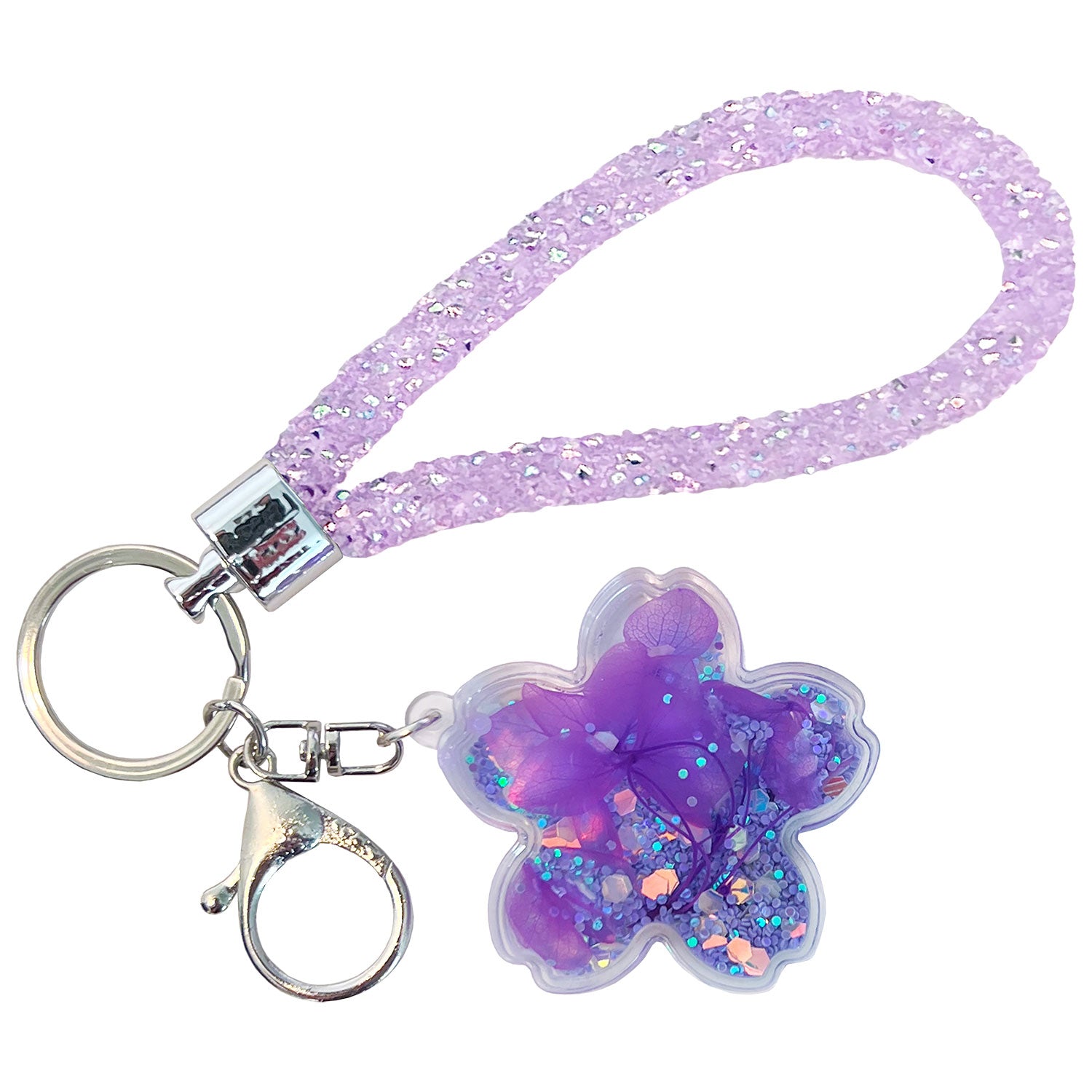Glitter Petal Key Charm
