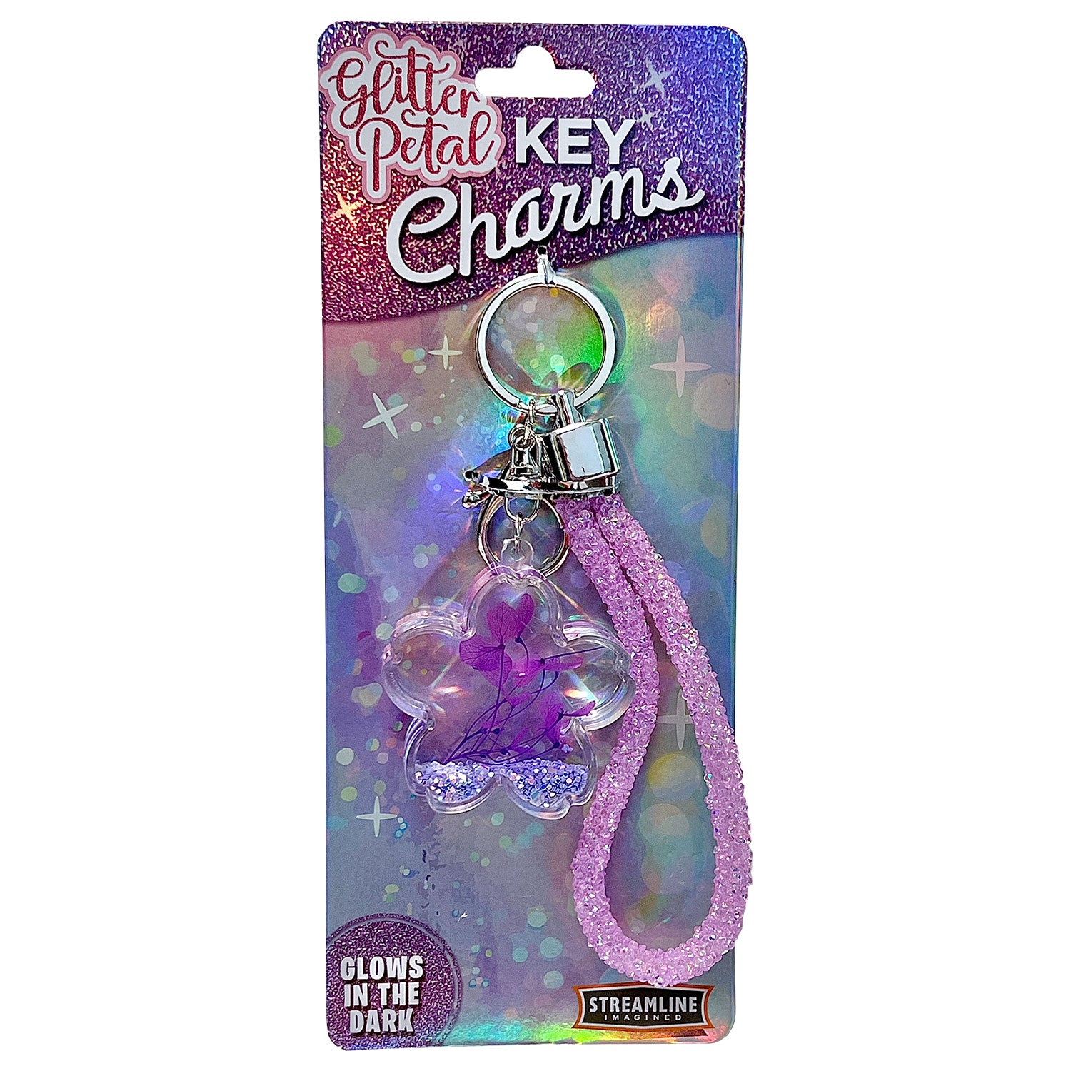 Glitter Petal Key Charm