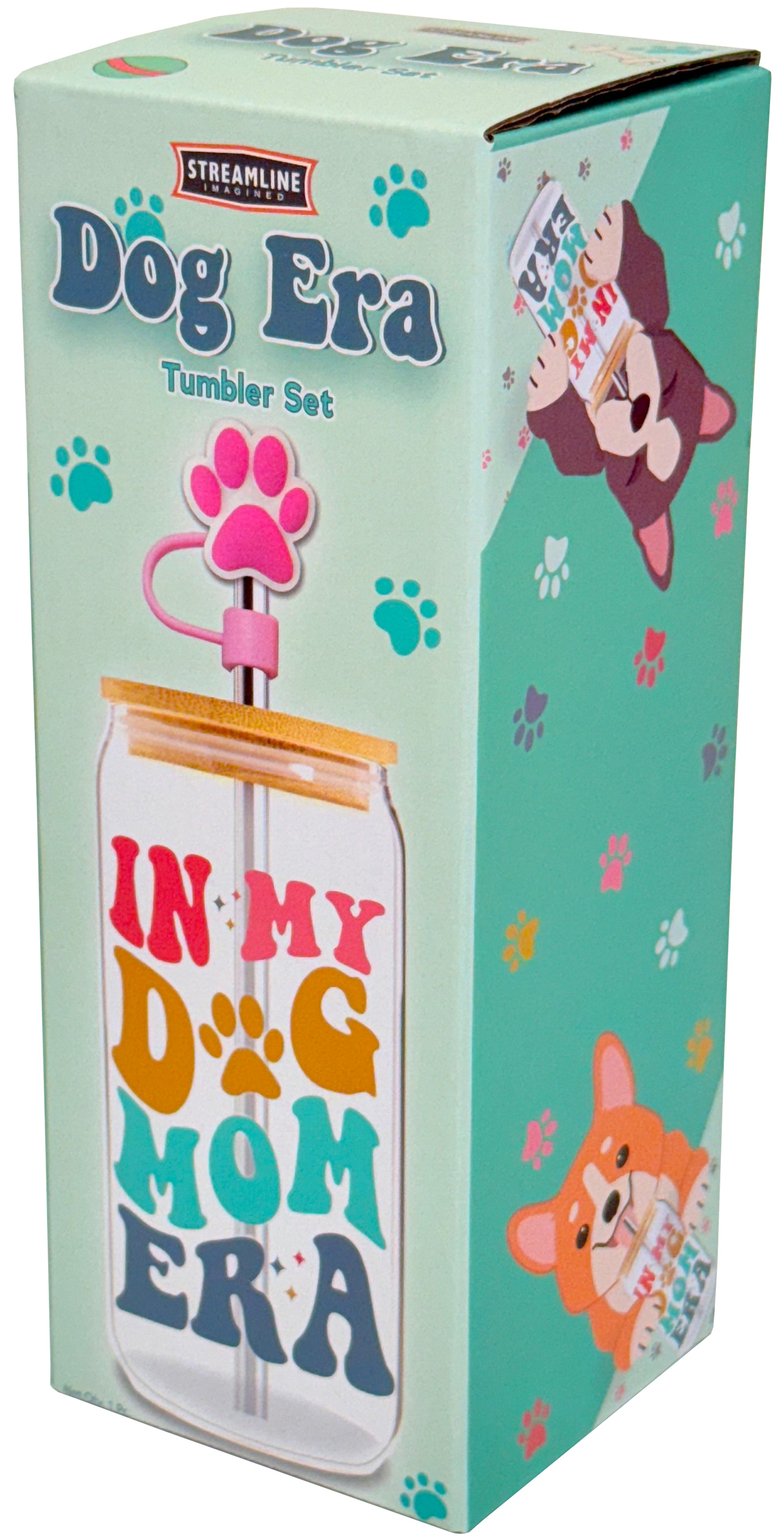 16 oz Glass Tumblers w/ Bamboo Lid, Straws & Toppers