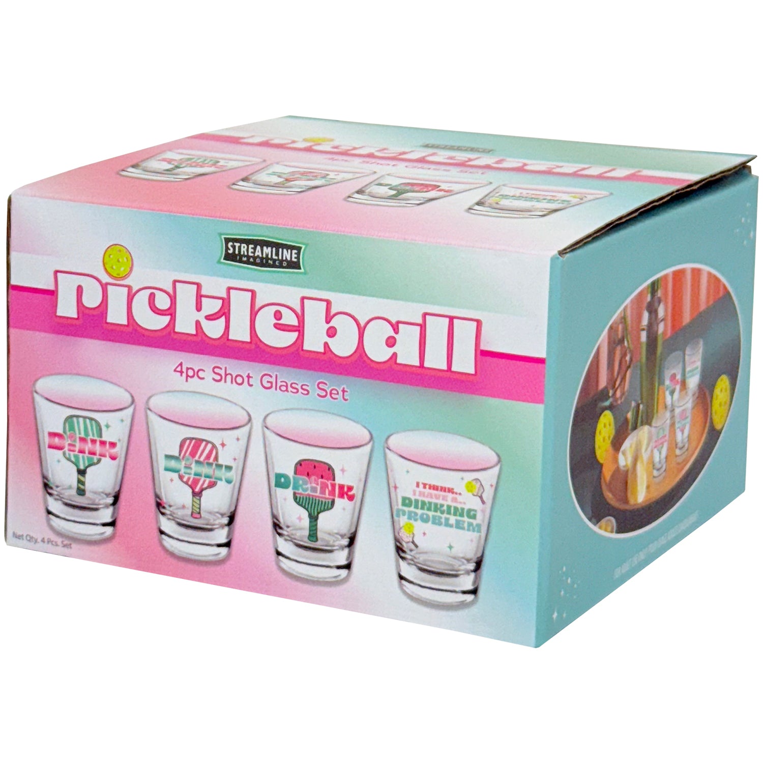 4 pcs Pickleball Shot Glass Set