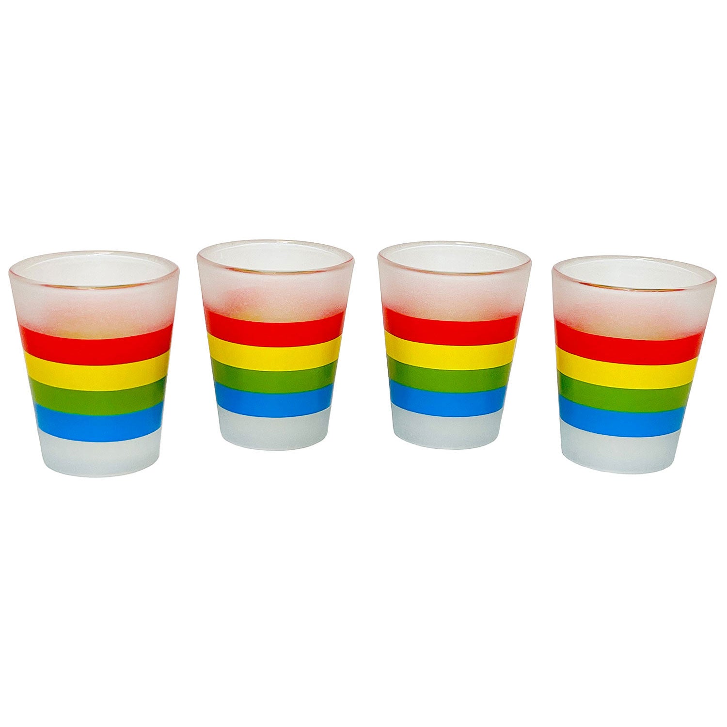 Cha-Cha Shot Glasses, Glass, Frosted, Rainbow, 4 Piece