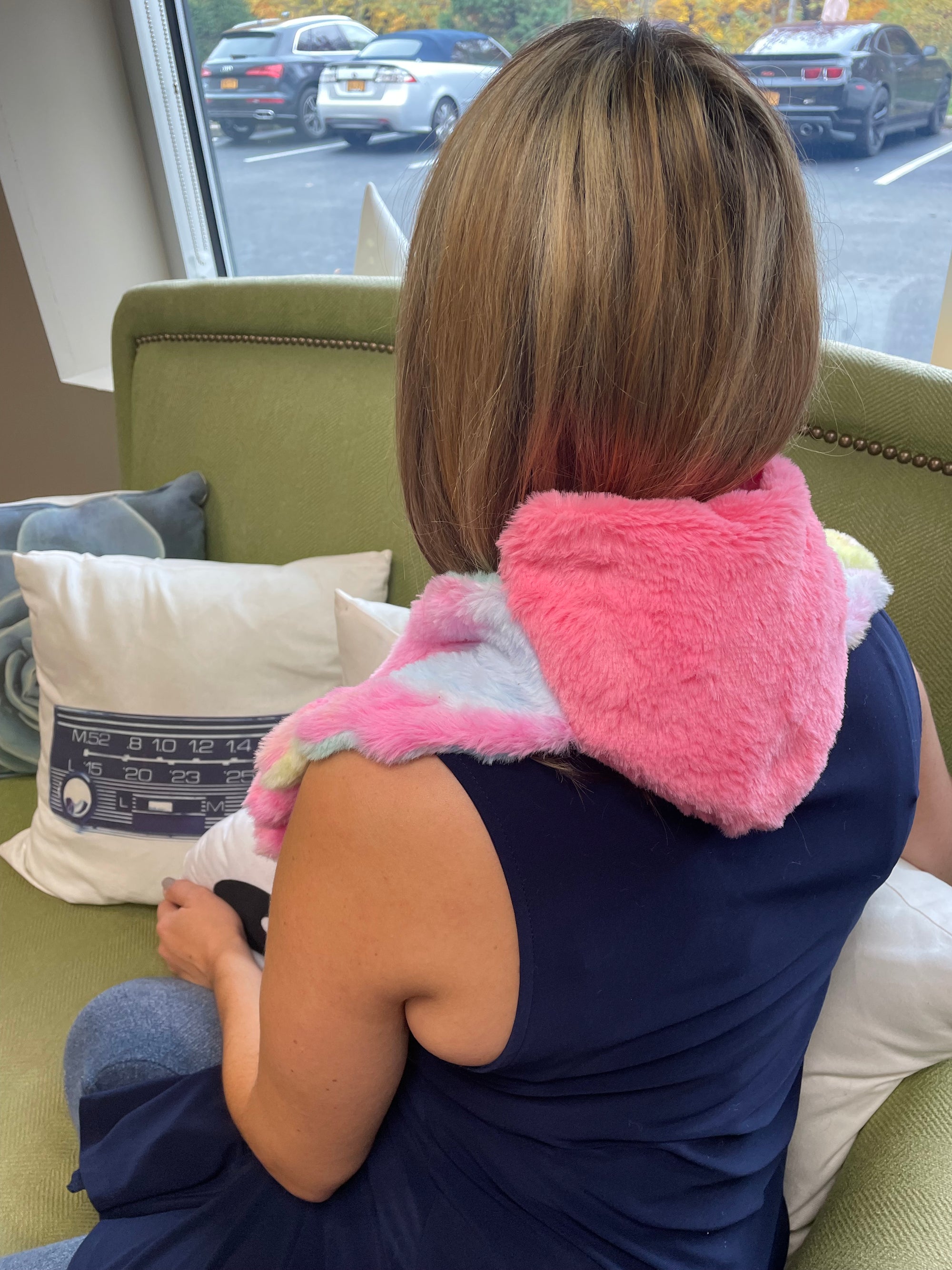 Angel Wings Plush Neck Warmer, 100% Clay Beads, Lavender Scent