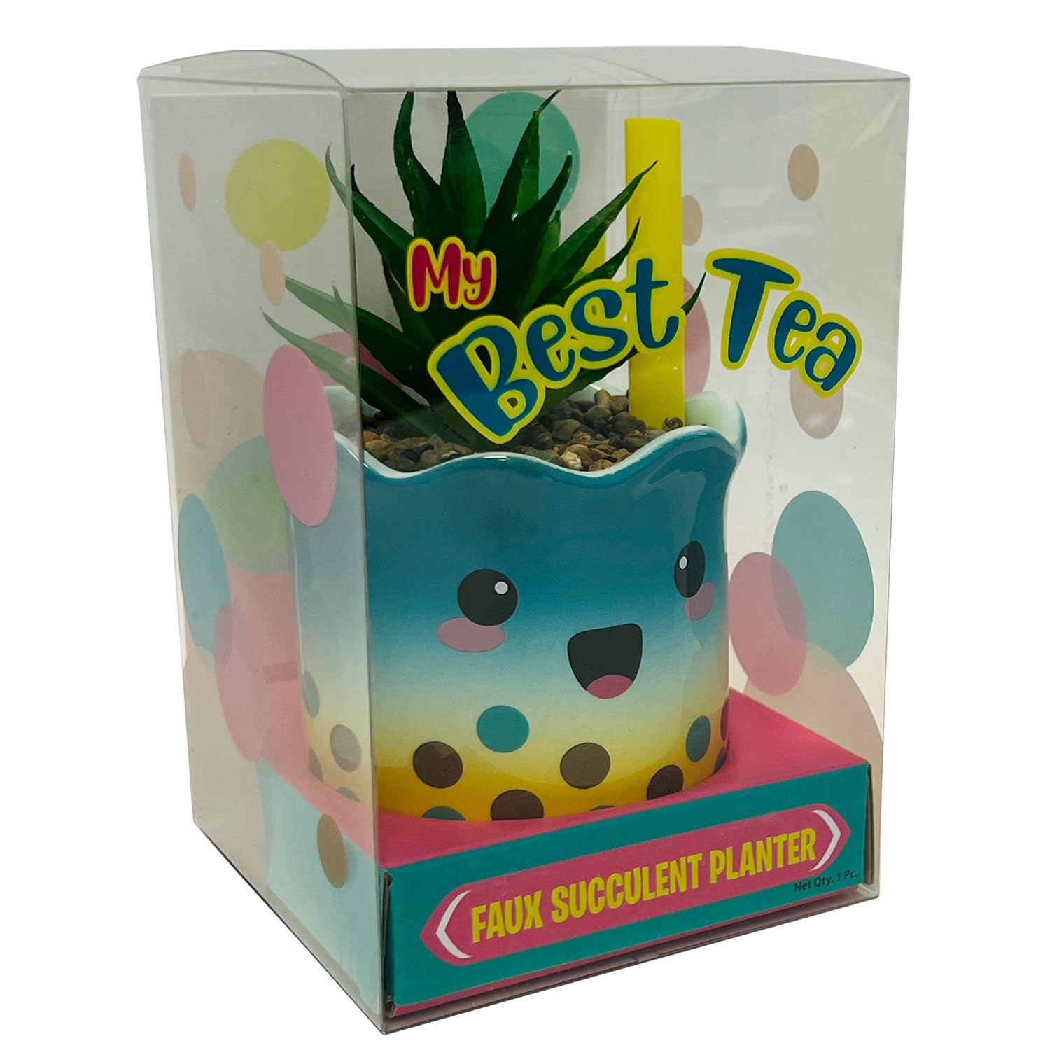 My Best Teas Faux Succulent Planter - Blue