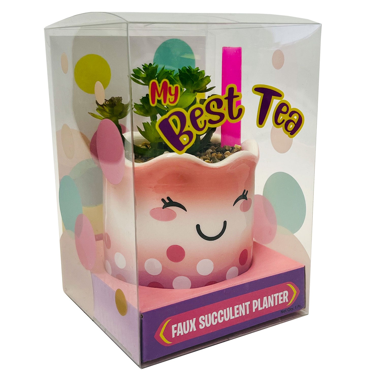 My Best Teas Faux Succulent Planter, Rose