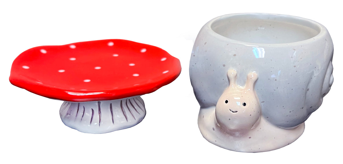 Snail &amp; Mushroom Footsie Planter