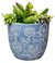 Floral Engraved Planter - Blue (Large)