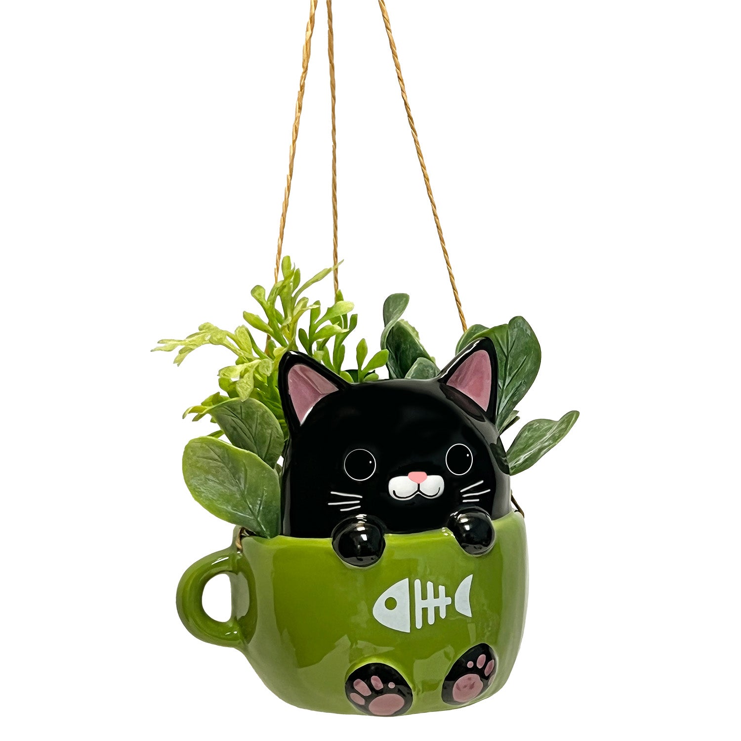 kitty plant pot Streamline Imagined Cats in Cups Mini Hanging Planters