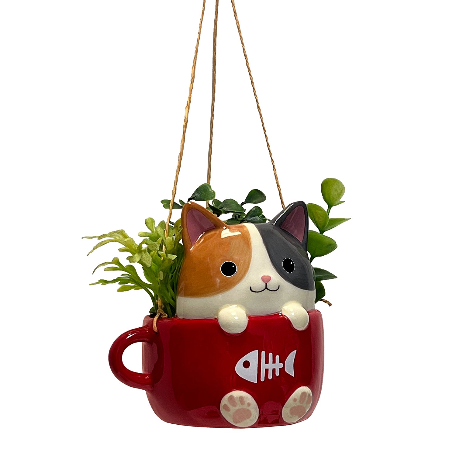 cat self watering planter Streamline Imagined Cats in Cups Mini Hanging Planters