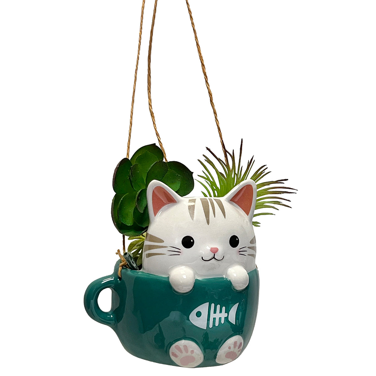 cat plant pot hanger Cats in a Cup Hanging Planter