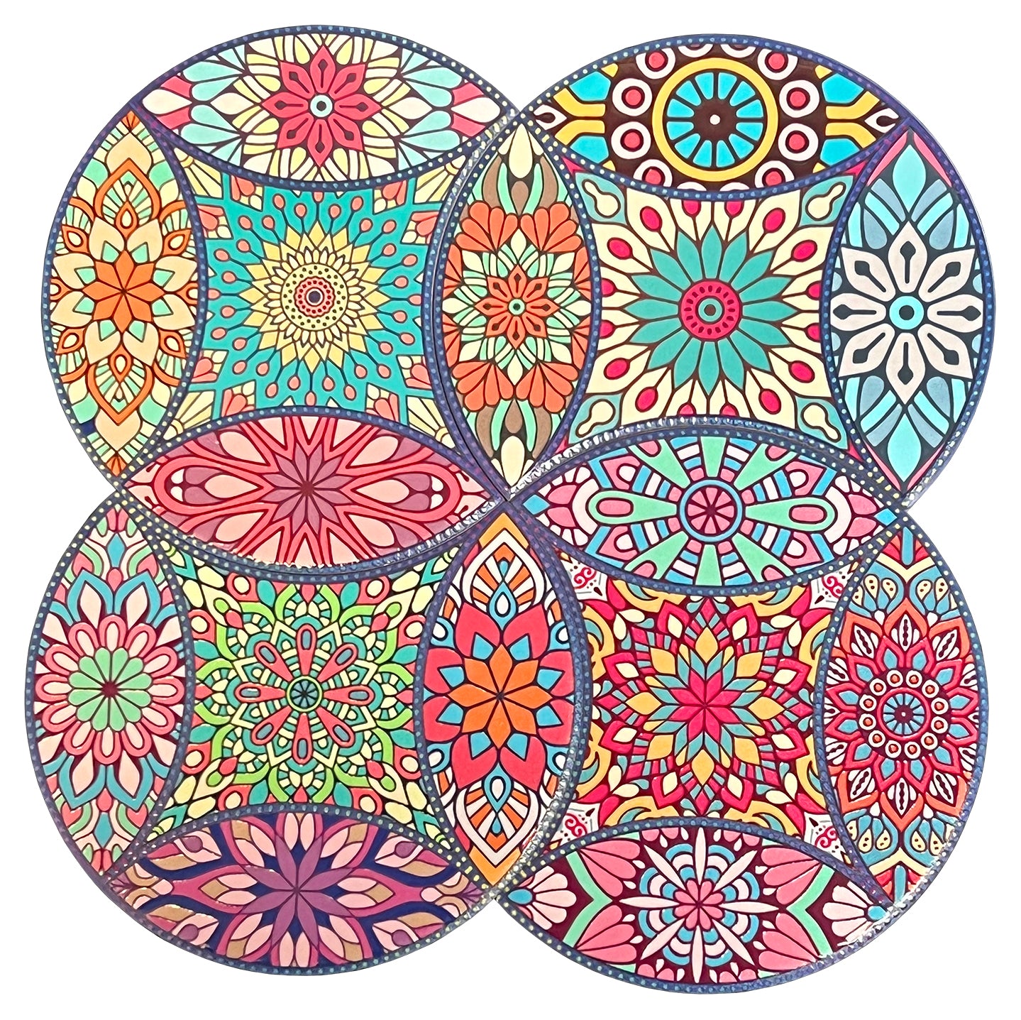 Mandala 4 pcs Coasters/Trivet set