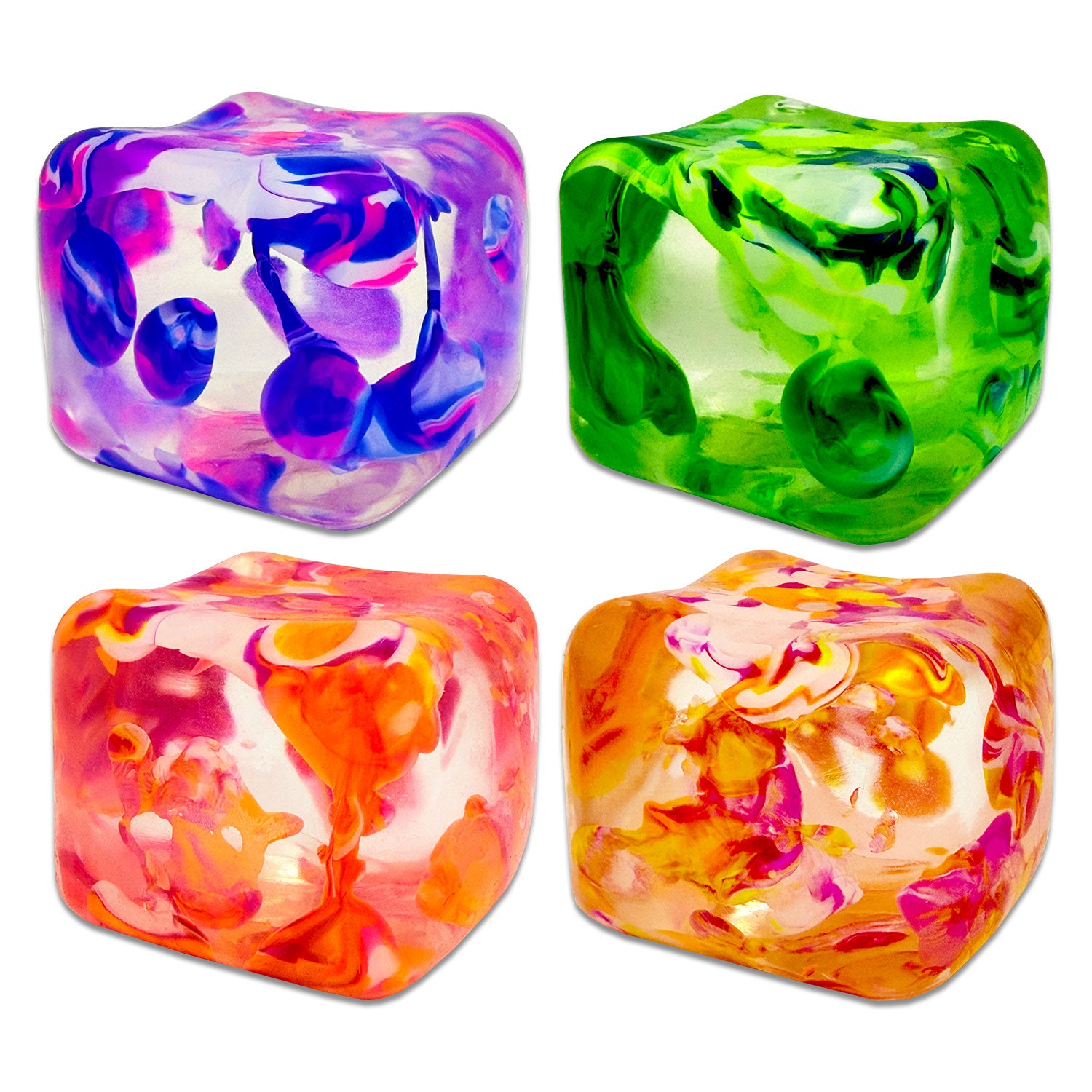 Crystalline Marble Squish Cube Asst/ 4 colors
