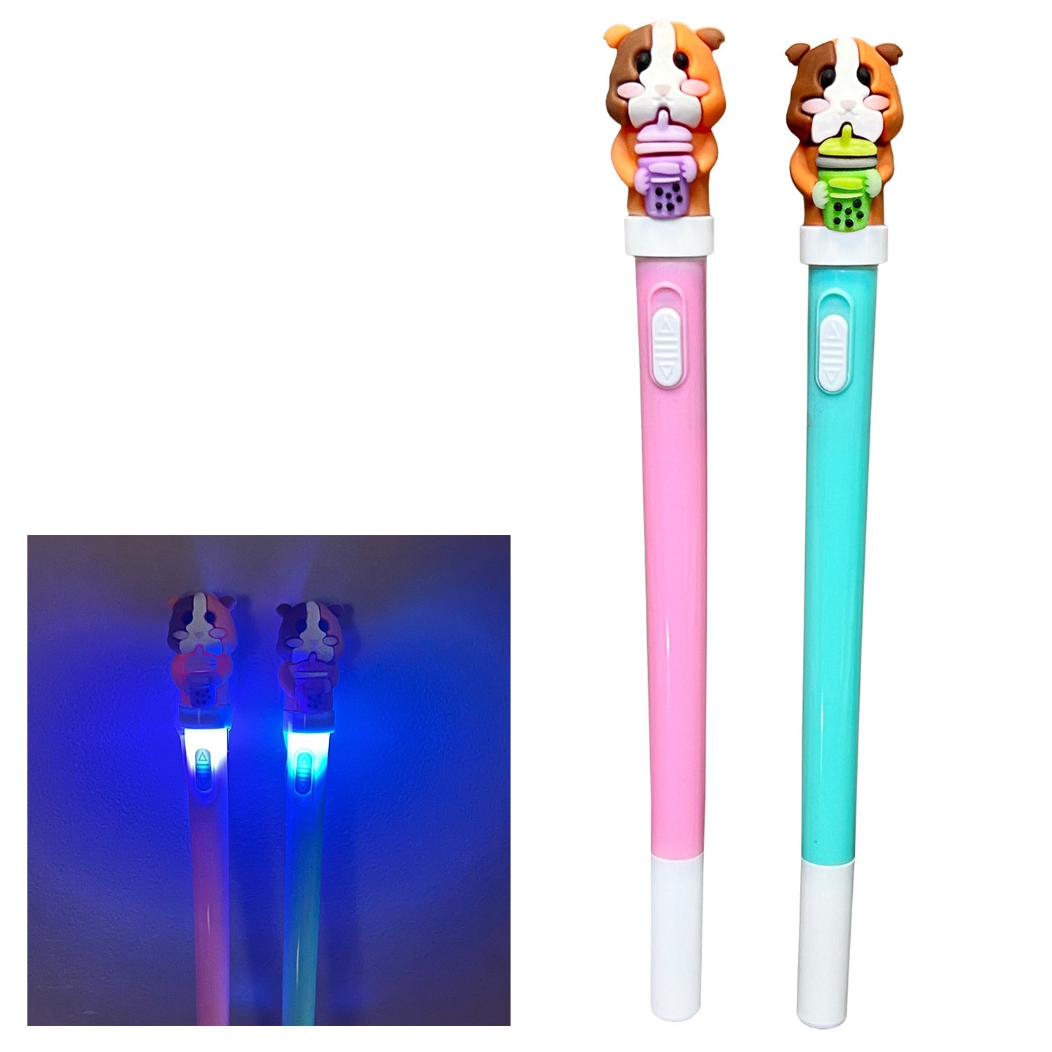 Sippin' Boba Guinea Pig Led Light Up Pens, 2 Pack