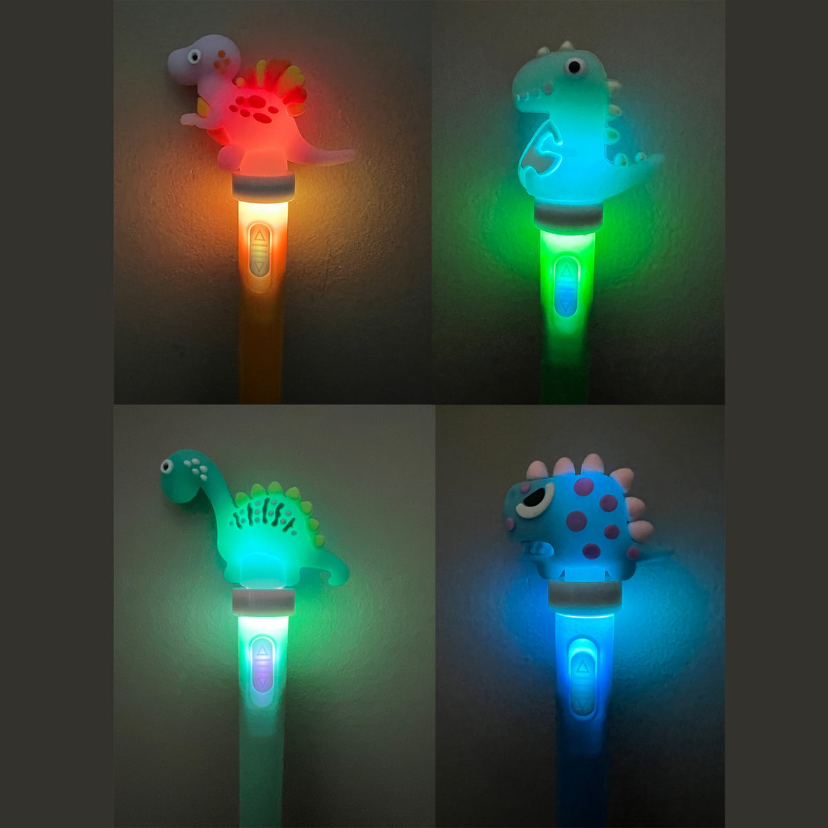 Dino Spinning LED Light Up Pens, 4 Pack