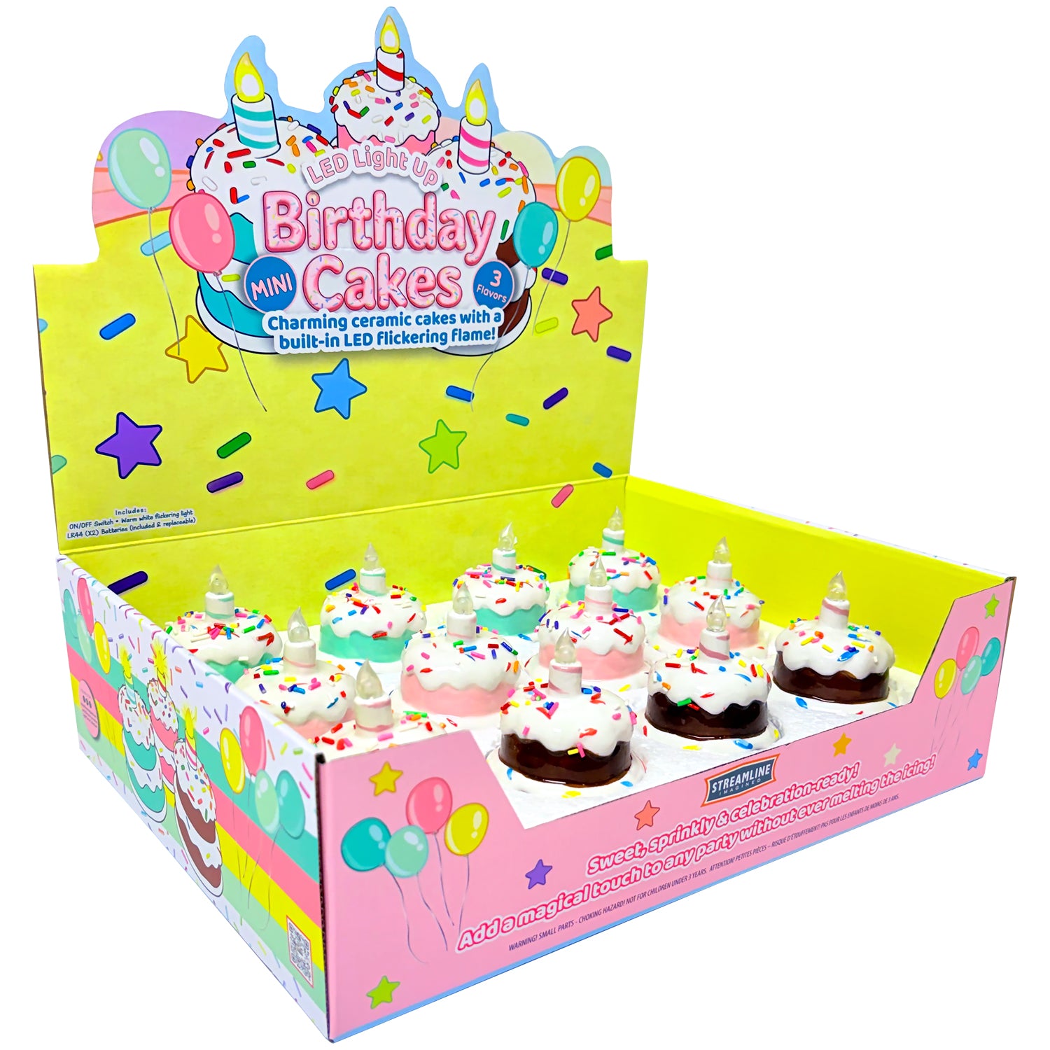 Mini Light Up Birthday Cakes (Asst 3 colors)