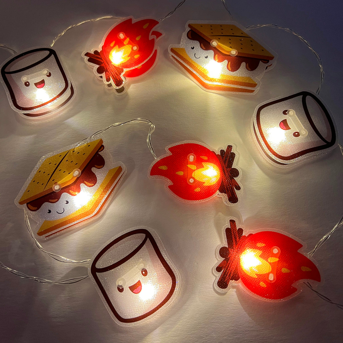 Marshmallow S&#39;mores String Lights, 112&#39;&#39; Length, 20 Warm LED White Lights