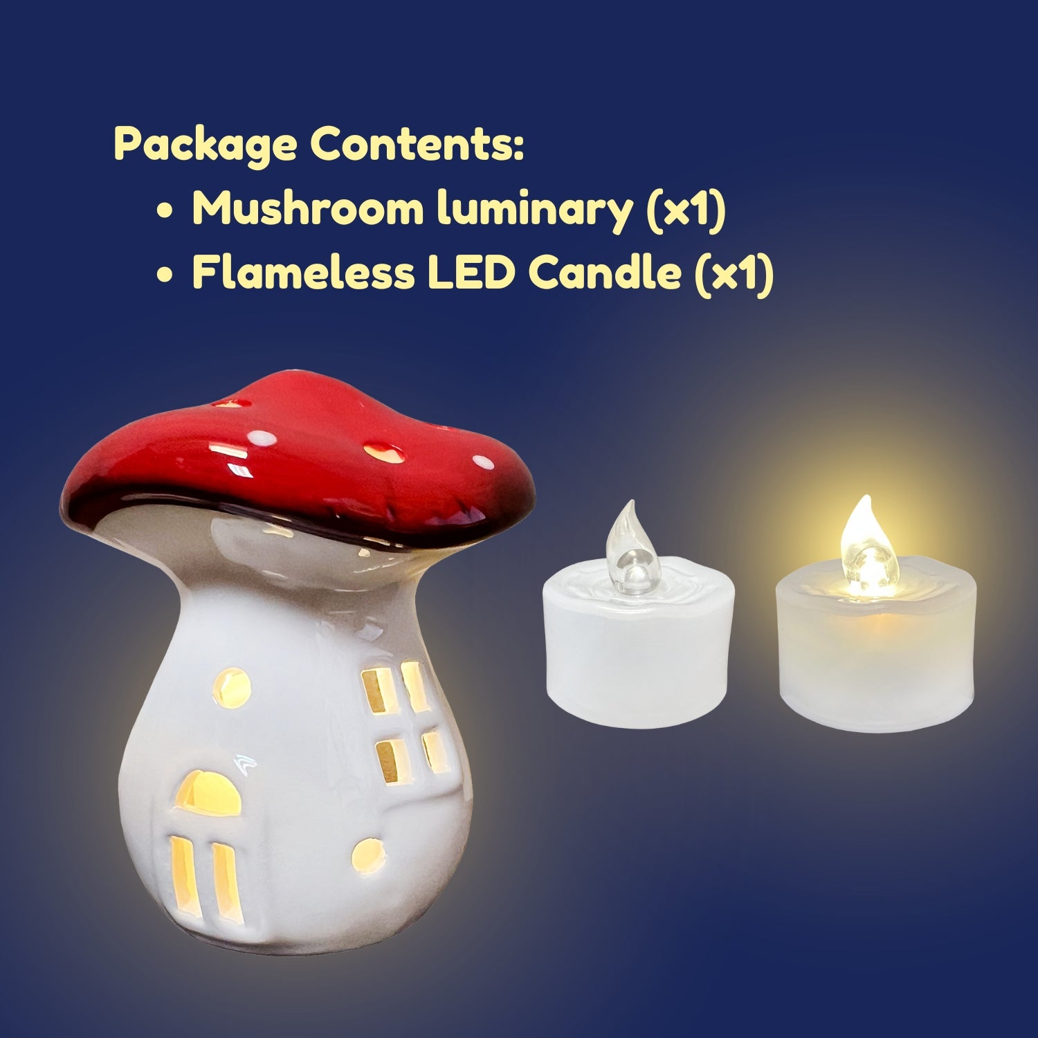 Mushroom Luminary w/ Flameless Candle