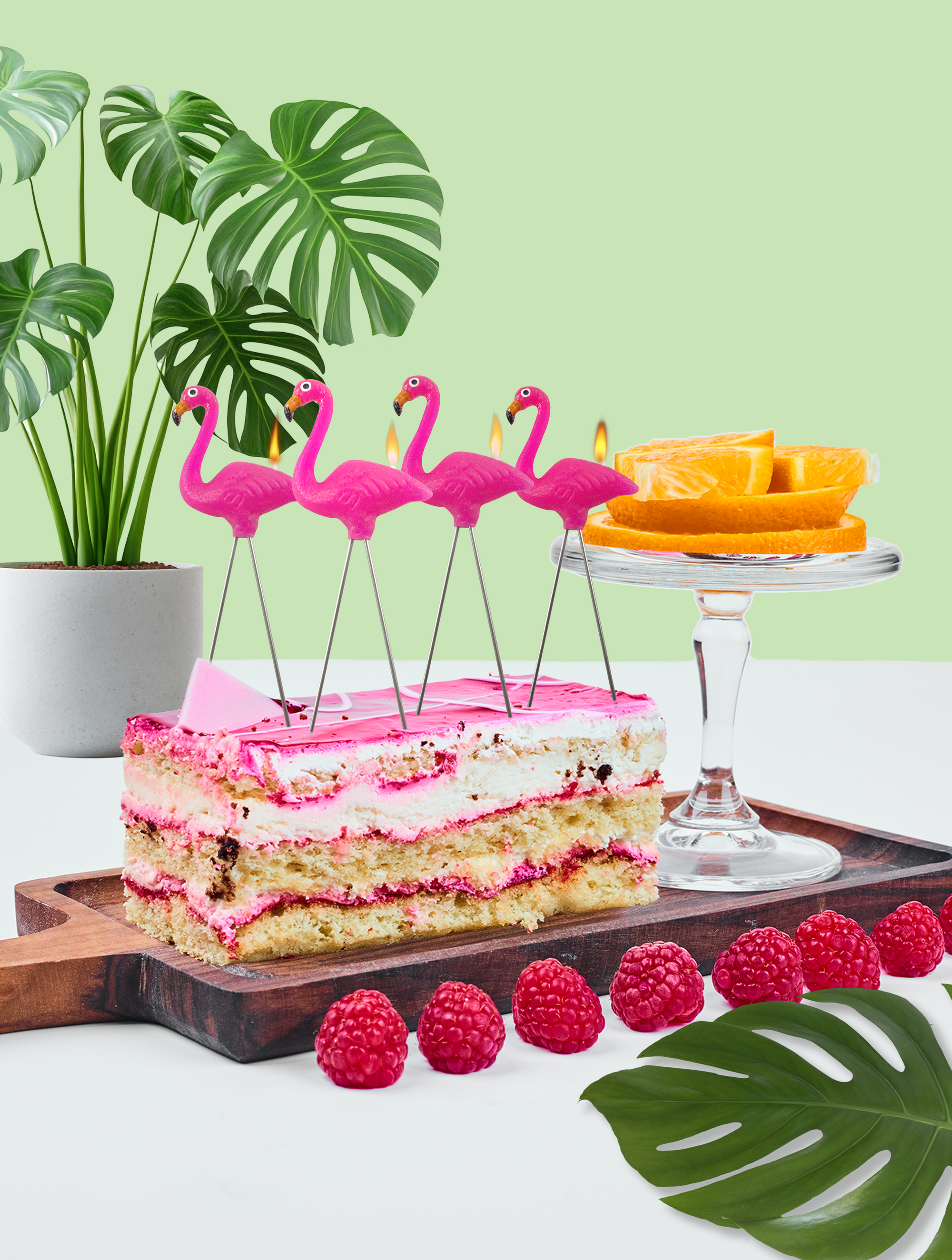Flamingo Candles 4 pcs Set