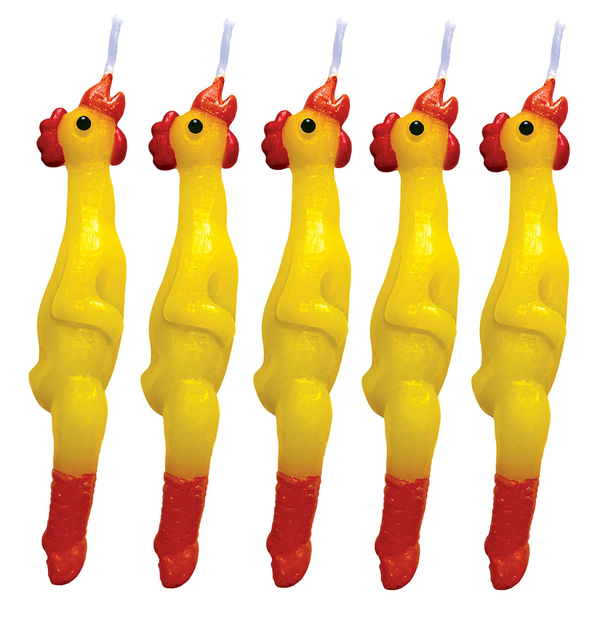 Rubber Chicken Candles 5 pcs Set