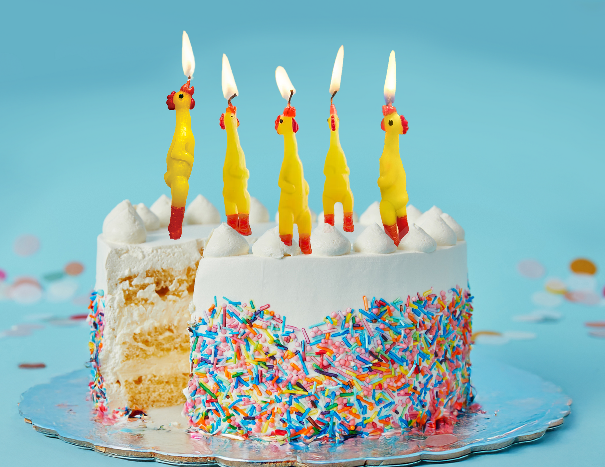 Rubber Chicken Candles 5 pcs Set