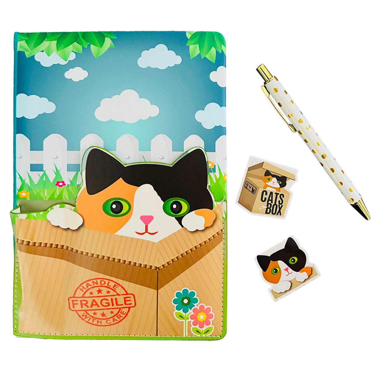 Cat In A Box Pocket Journal w/ Pen