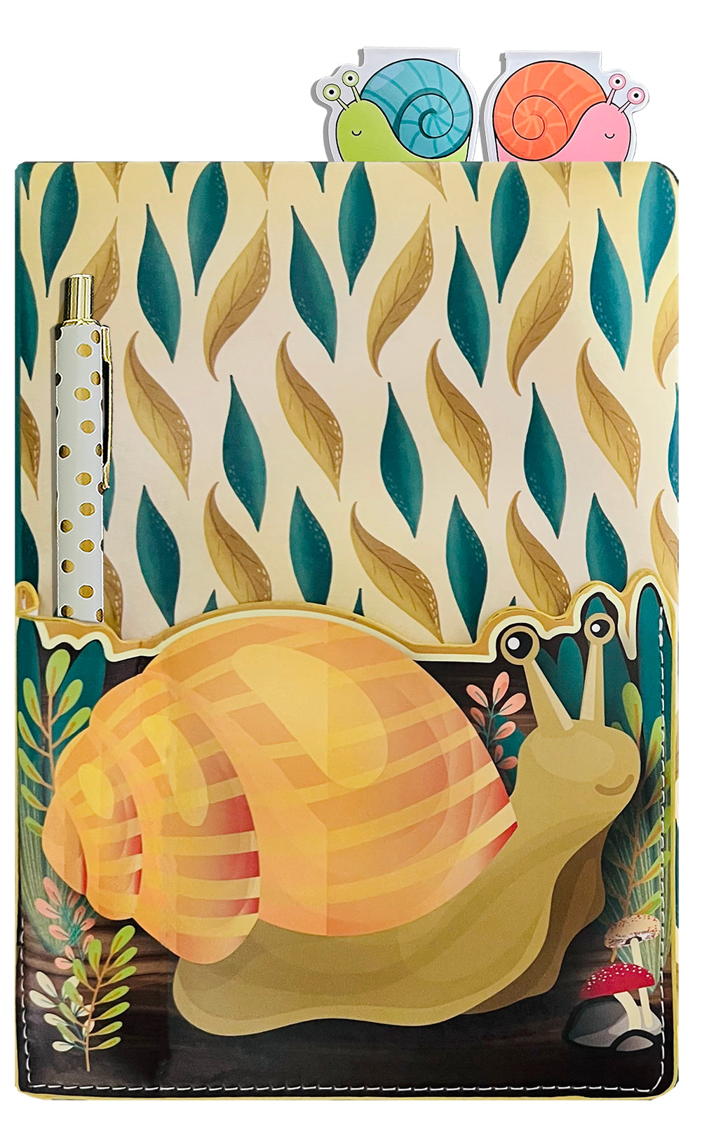 Slowpoke Snail Pocket Journal, 1 Pen, 2 Magnets