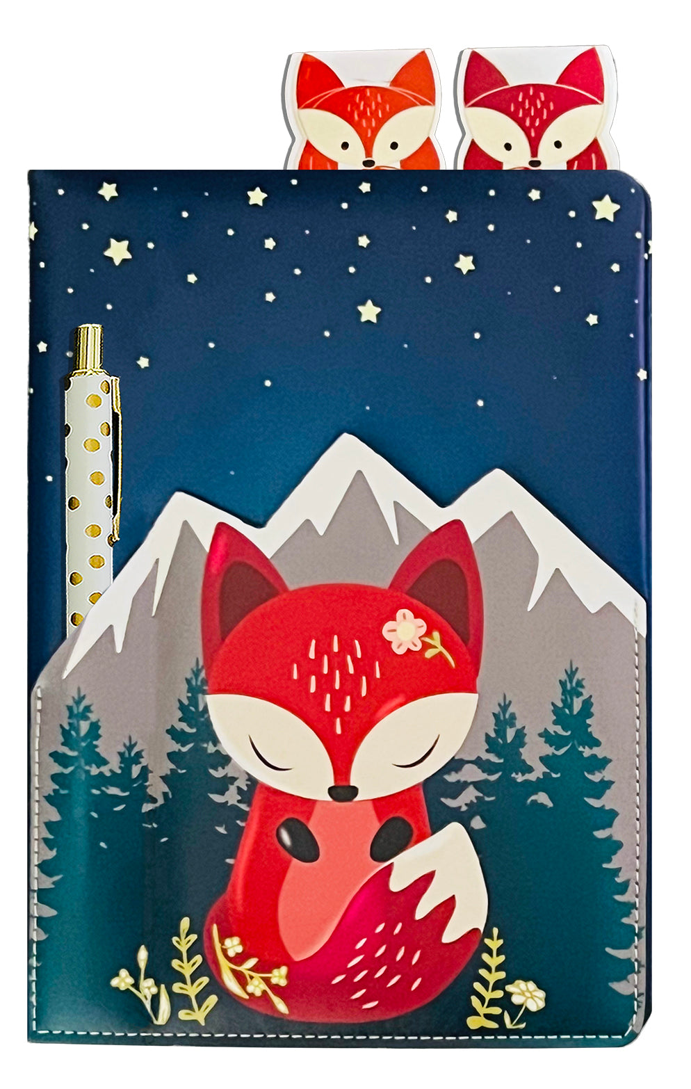 Sweetie Fox Pocket Journal, 1 Pen, 2 Magnets