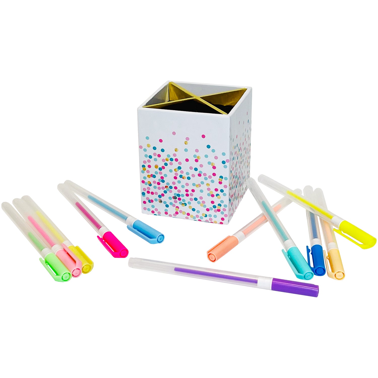 Confetti Pen cup w/ Gel Pens