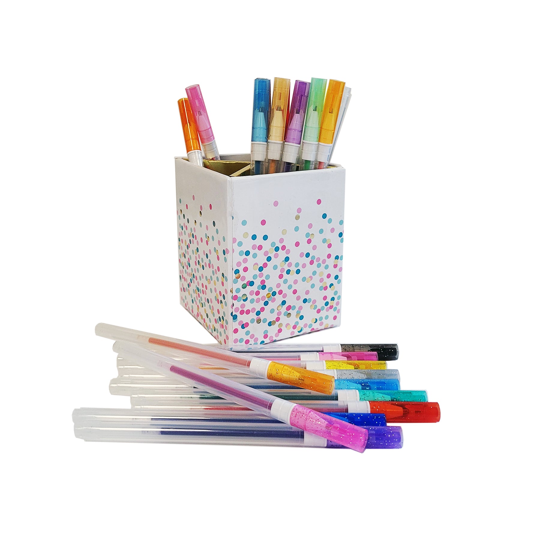 Confetti Pen cup w/ Gel Pens