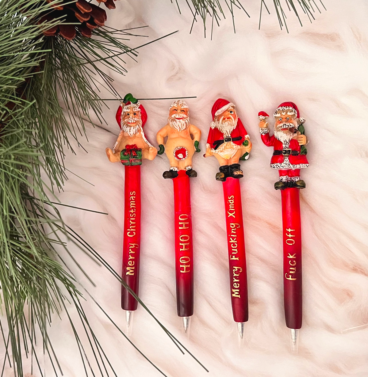 Naughty Santa Set of 4 Pens