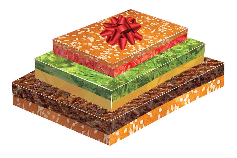 Cheeseburger Stackable Gift Boxes 3pc Set