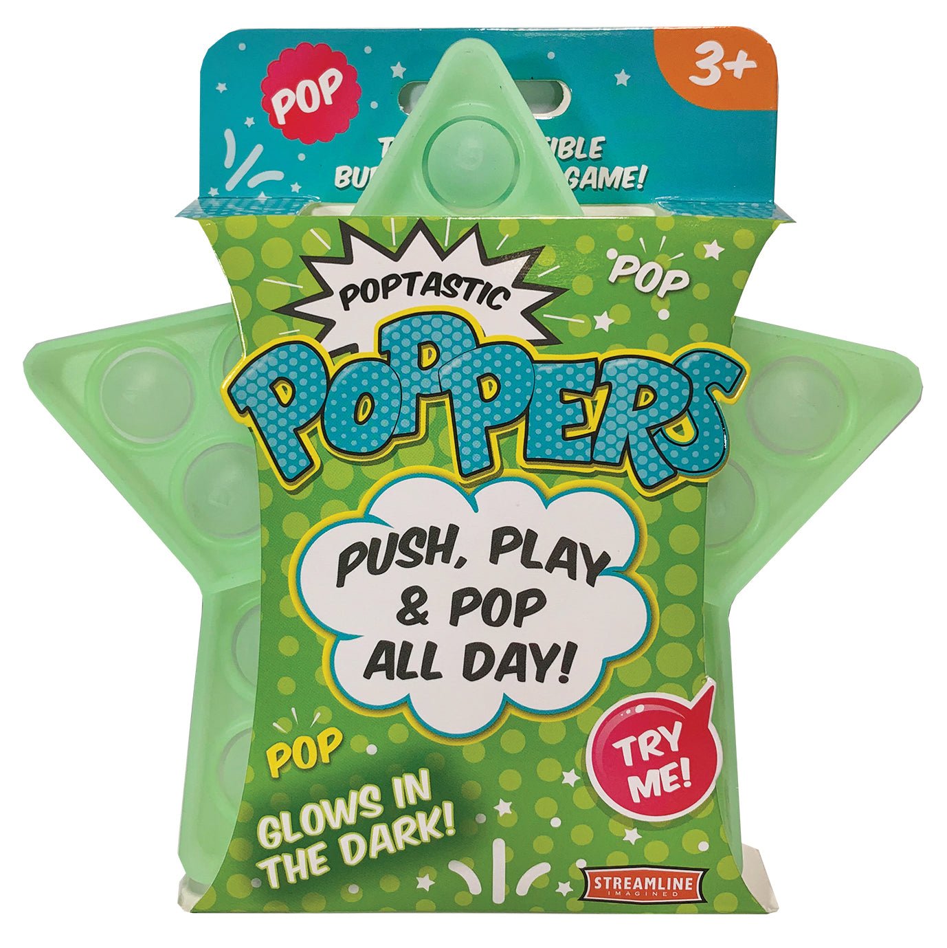 Poptastic Fidget Toys - Glow in the Dark, 2 Pack