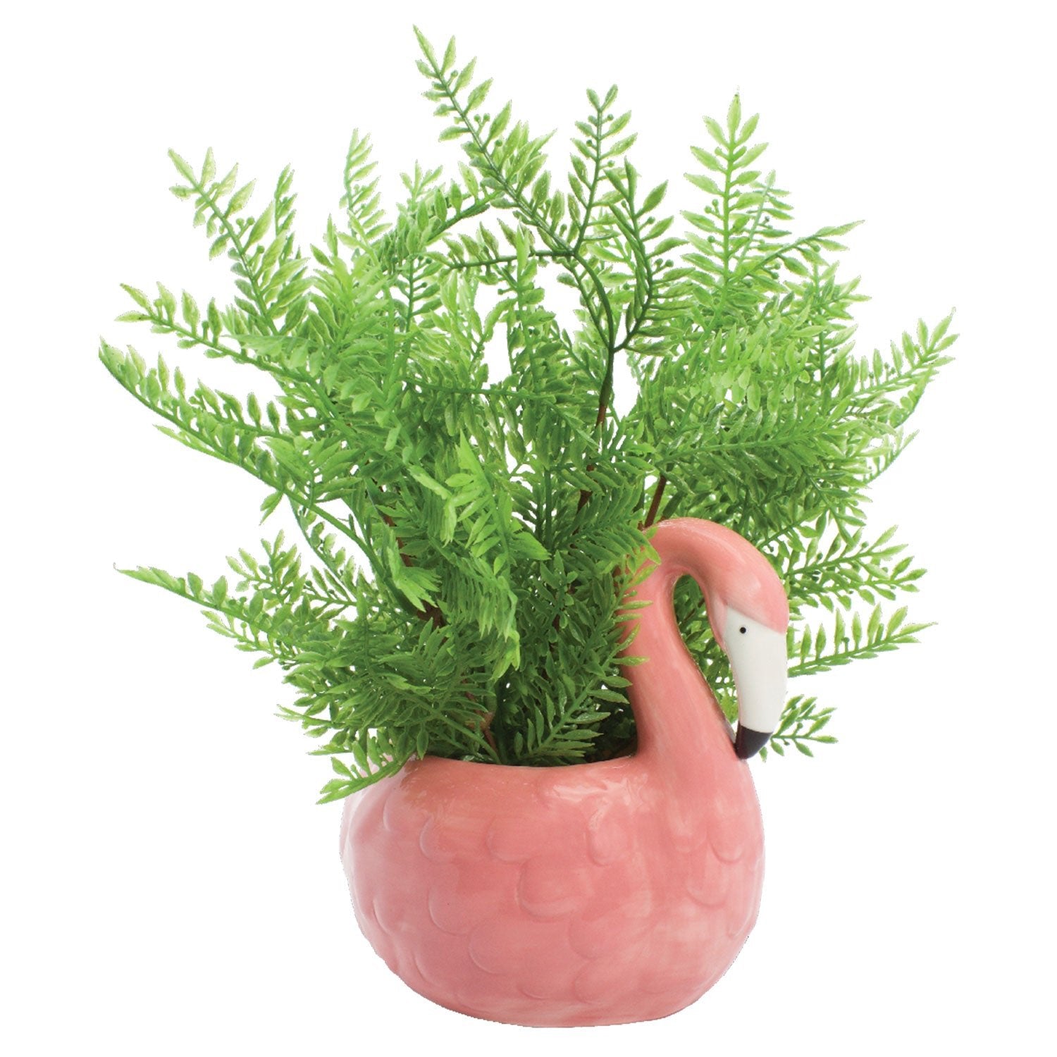 Streamline Imagined Flamingo Planter Pot With Drainage Hole, Pink