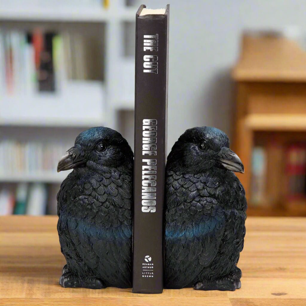 Streamline Imagined Raven Corvus Bookend Set, Resin, 2 Pieces