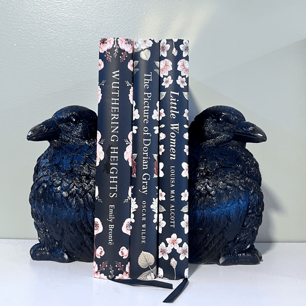 Raven Corvus Bookend Set, Resin, Black, 2 Pieces