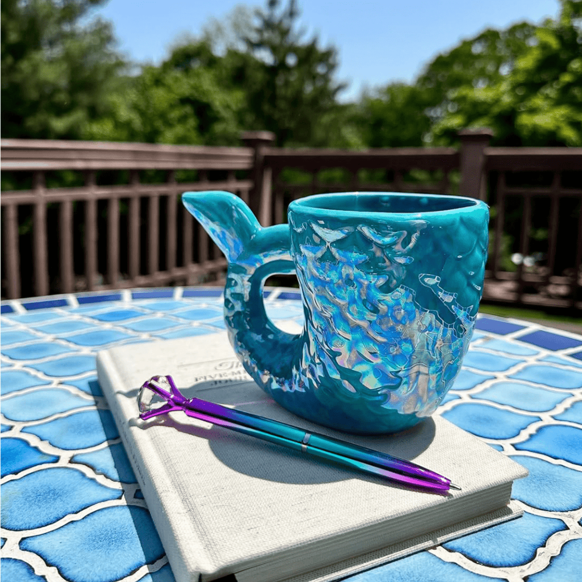 Mermaid Tail Mug, Ceramic, 10 oz, Blue