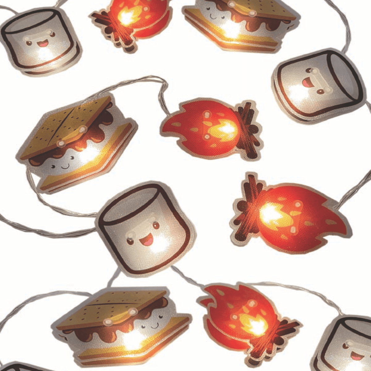 Marshmallow S&#39;mores String Lights, 112&#39;&#39; Length, 20 Warm LED White Lights