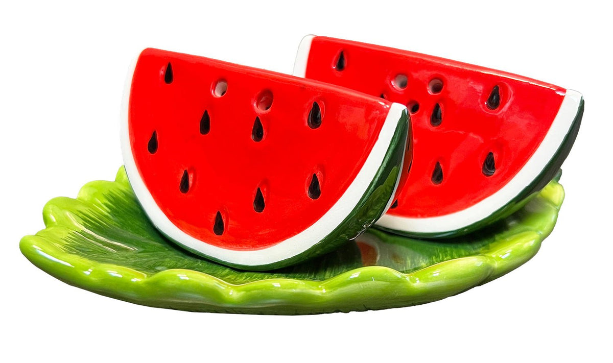 Watermelon Salt &amp; Pepper Set w/ Plate