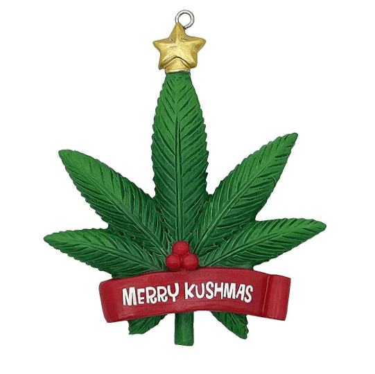 Merry Kushmas Crooked Christmas Ornament